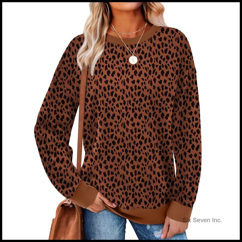 Crewneck Long Sleeve Sweatshirt Loose Fit Color Block Ribbed Trim Fashion 2025